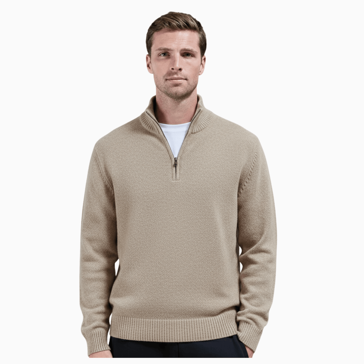Kent Camden Beige / S JOSHUA Thick Zippered Knit Sweater
