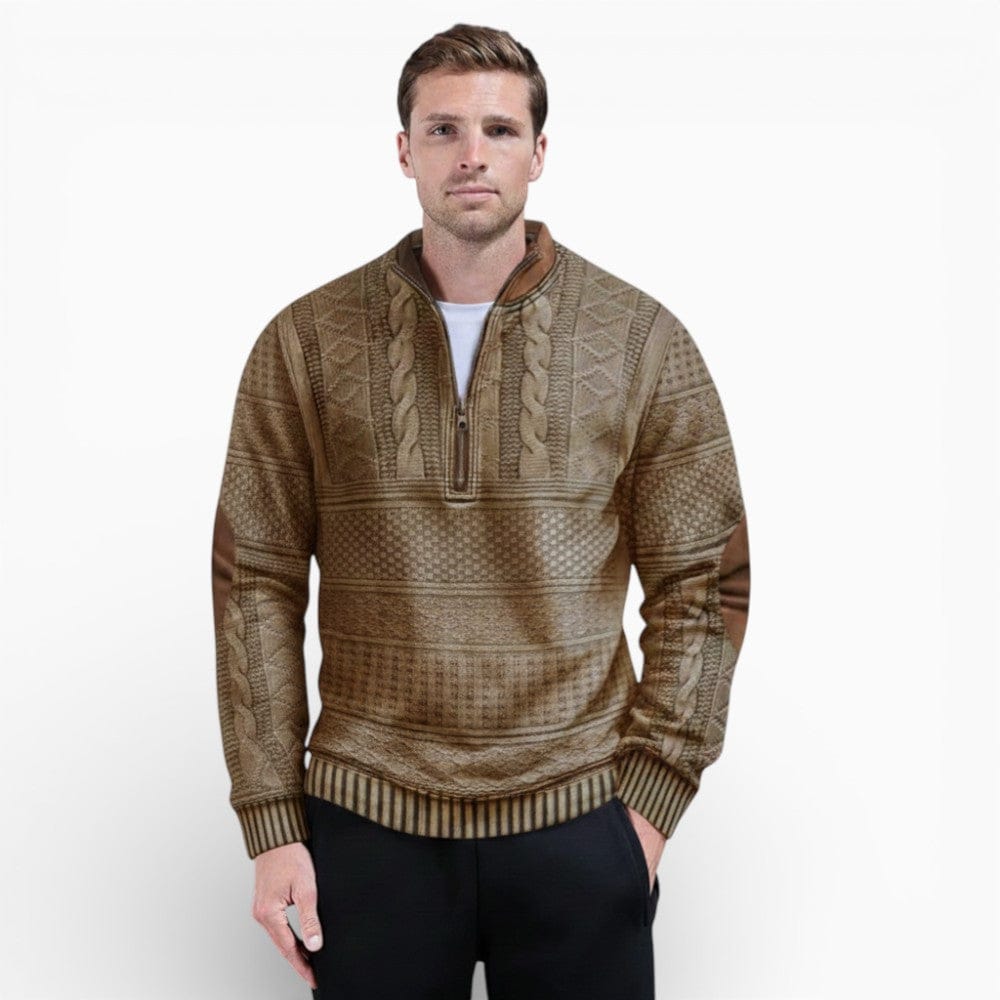 Kent Camden Beige / S LEO Casual Sweatshirt with Round Neck And Digital Print