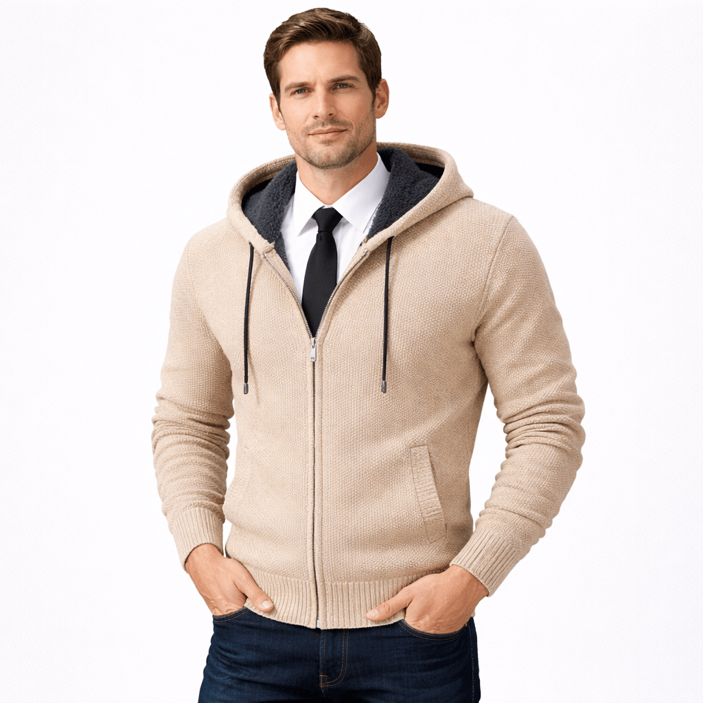 Kent Camden Beige / S SEBASTIAN Zipper Cardigan Hooded Regular Fit Sweater