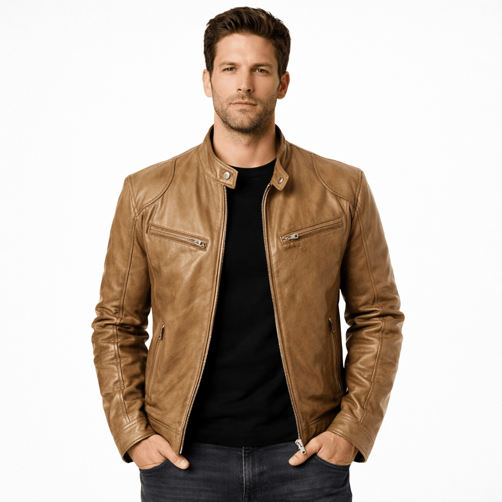 Kent Camden Beige / S STEEL Loose Outdoor Leather Jacket