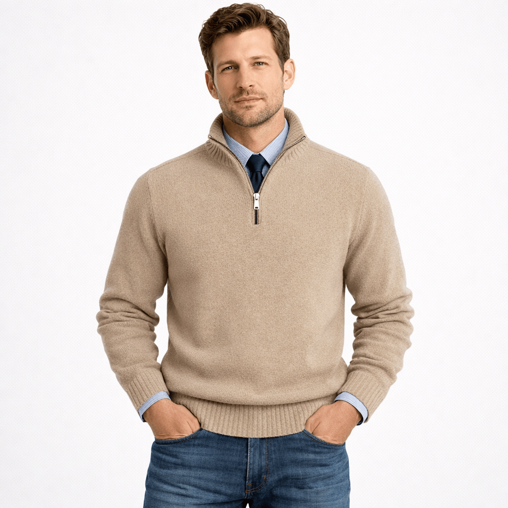 Kent Camden Beige / S WILLIAM Zipper Pullover Sweater