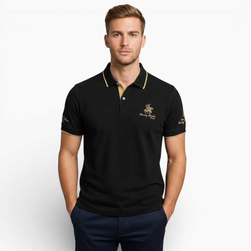 Kent Camden Black / M BENJAMIN Embroidered Cotton Polo Shirt Regular Fit