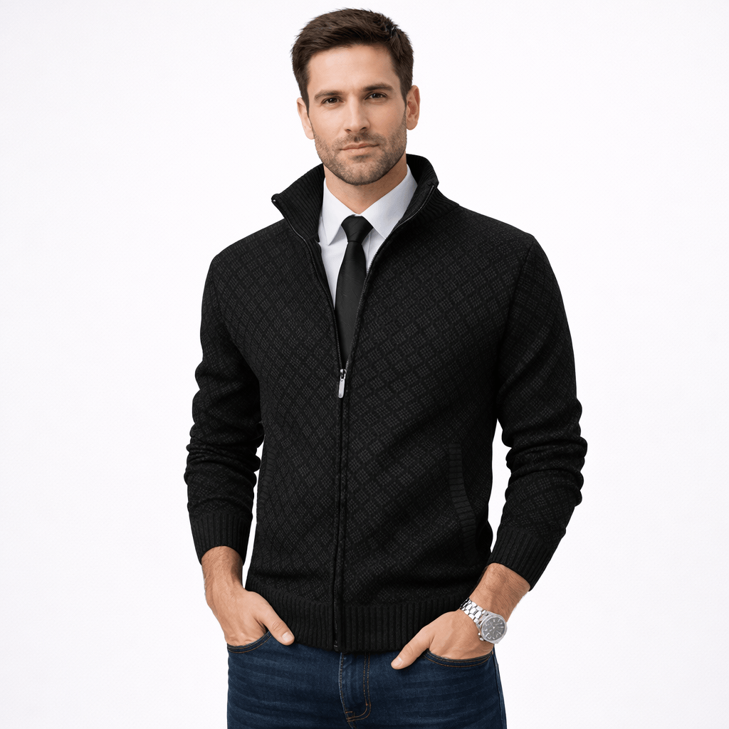 Kent Camden Black / M SHANE Regular Fit Zipper Jacket Velvet Warm Acrylic