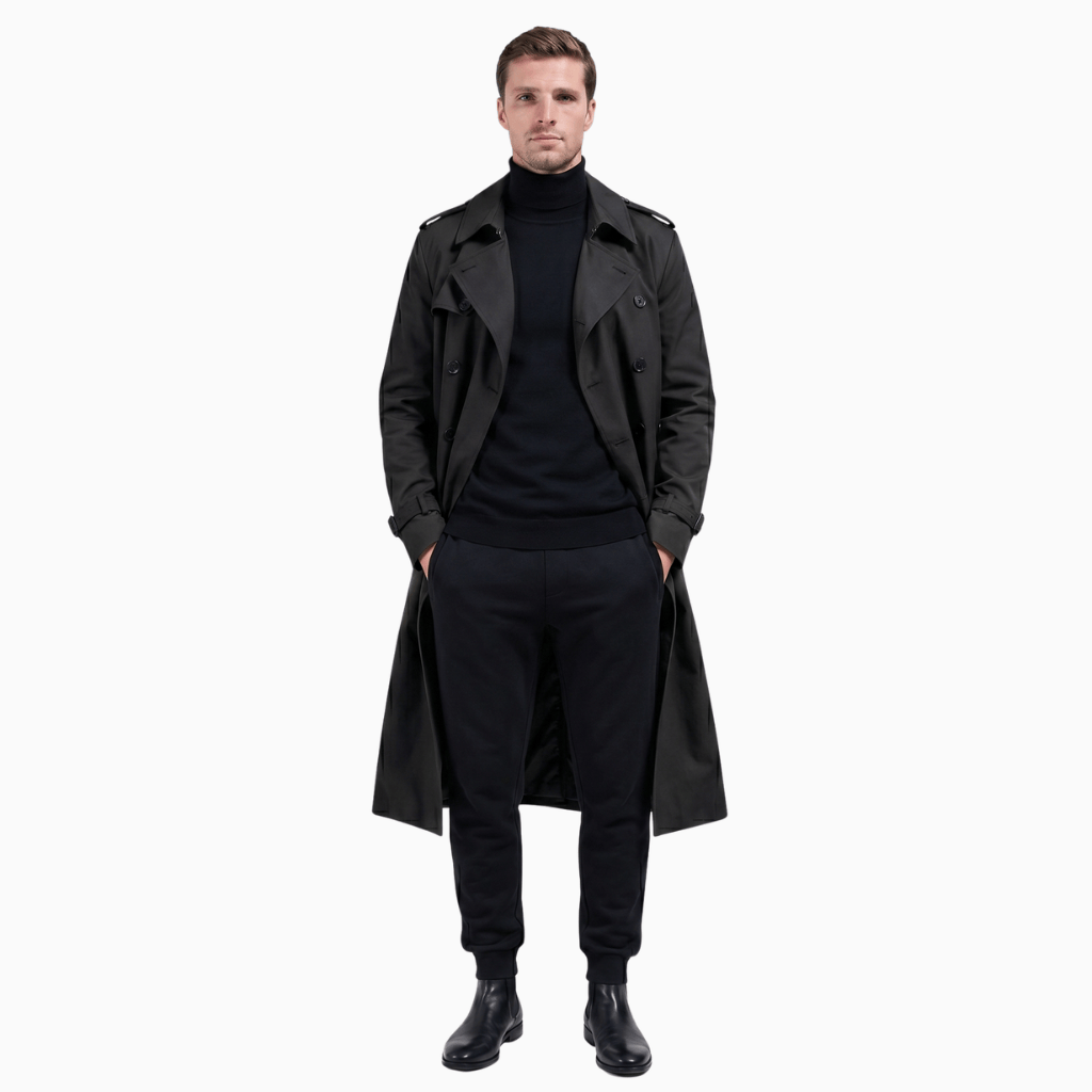 Kent Camden Black / S AUSTIN Double-Breasted Cotton Trench Coat