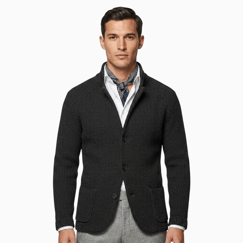 Kent Camden Black / S DYLAN Casual V-neck Wool Cardigan