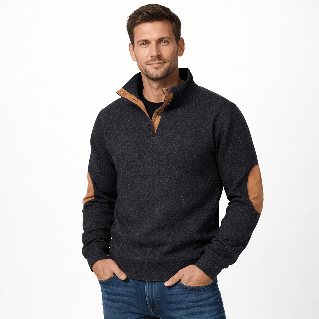 Kent Camden Black / S ELI Regular Fit Patchwork Sweatshirt