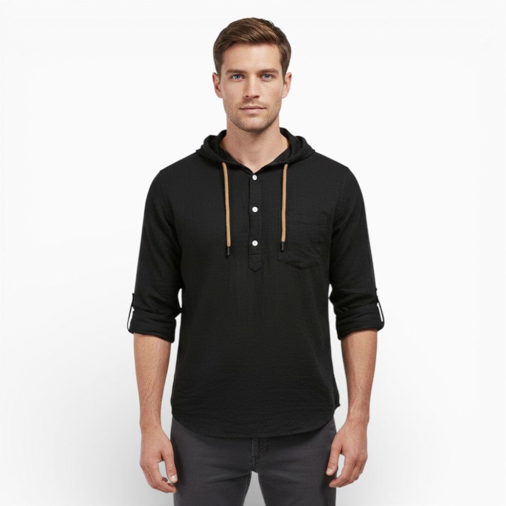 Kent Camden Black / S IAN Classic Hawaiian Shirt with Button Closure.