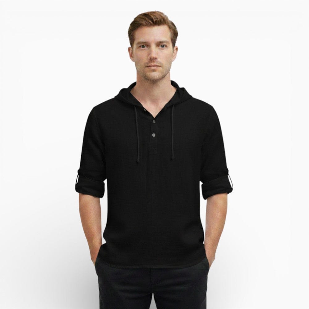 Kent Camden Black / S OSCAR Soft V-neck Hoodie T-shirt