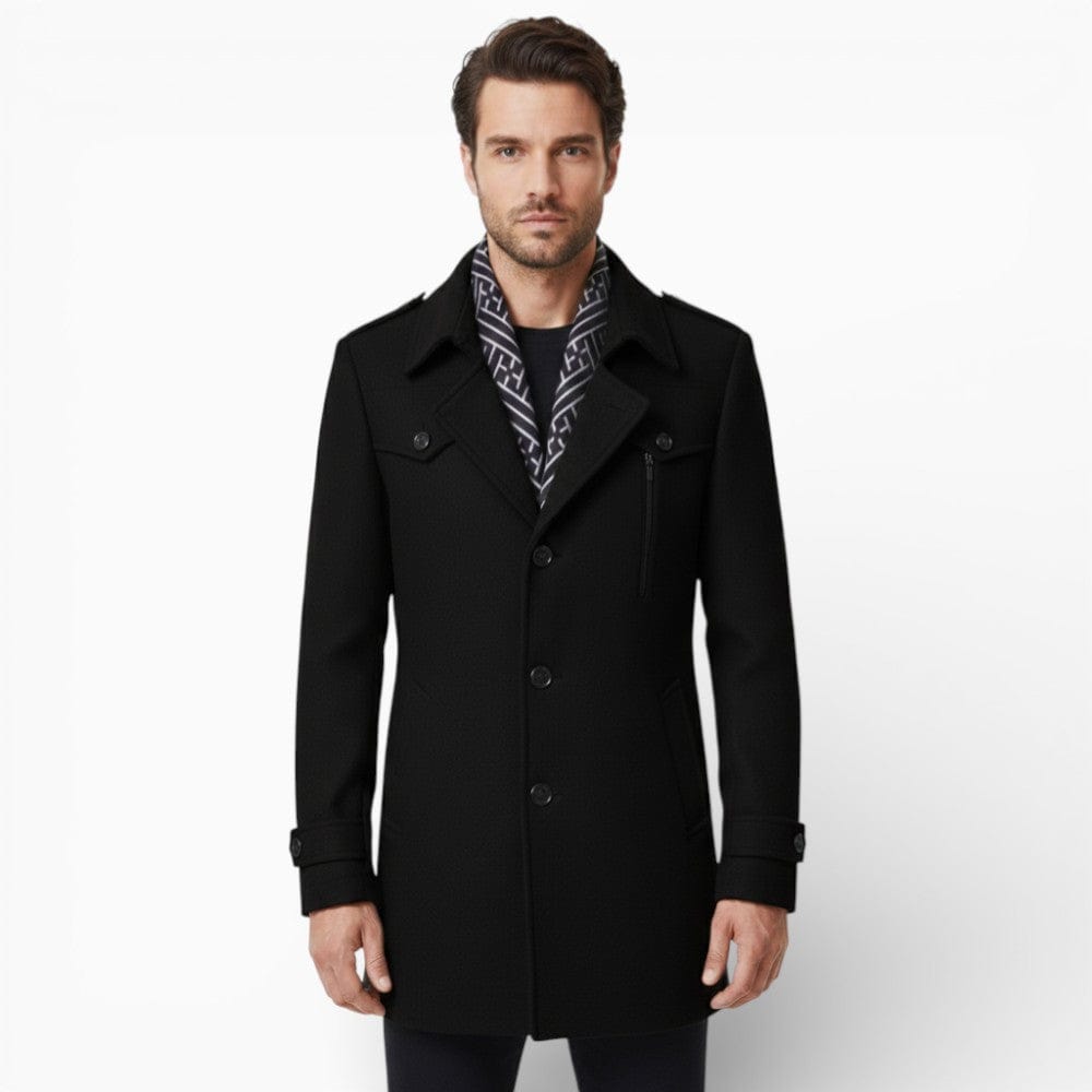 Kent Camden Black / S REID Long Buttoned Coat with Wool Lining