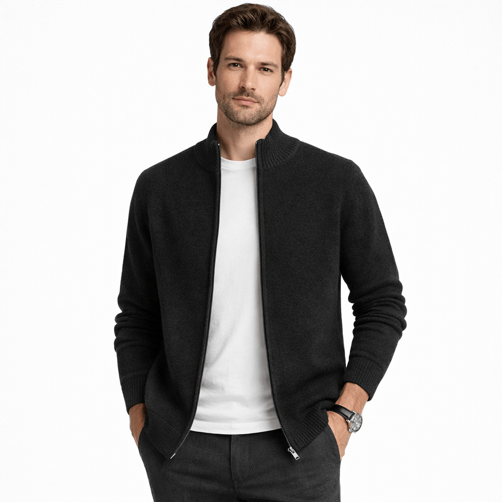 Kent Camden Black / S SPENCER Casual Wool Zip Cardigan