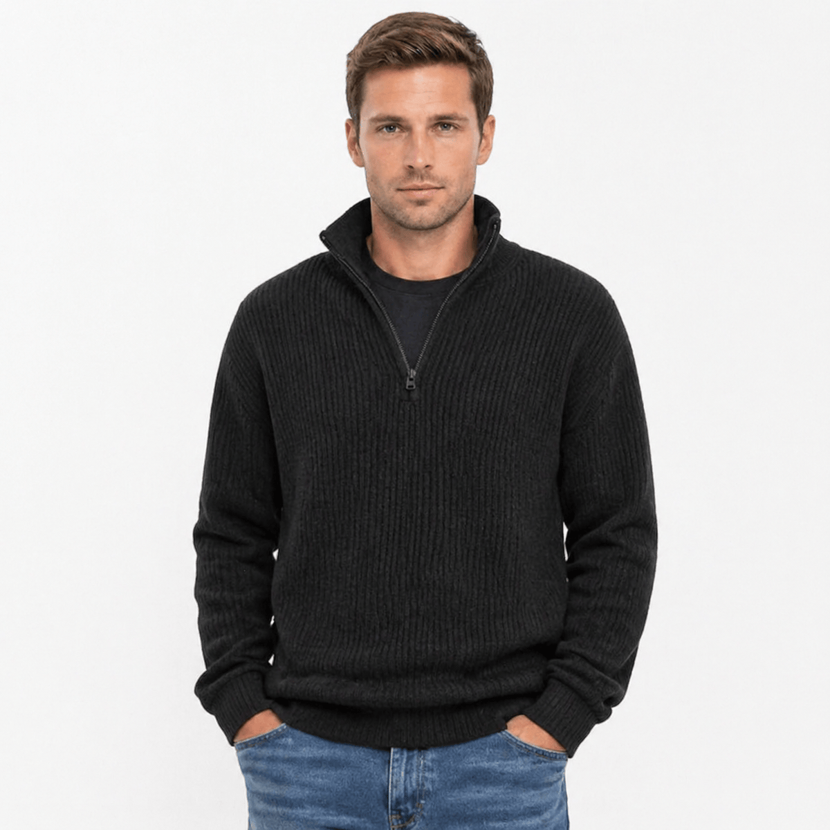 Kent Camden Black / S STORM Regular Fit Knitted Sweater with Zipper
