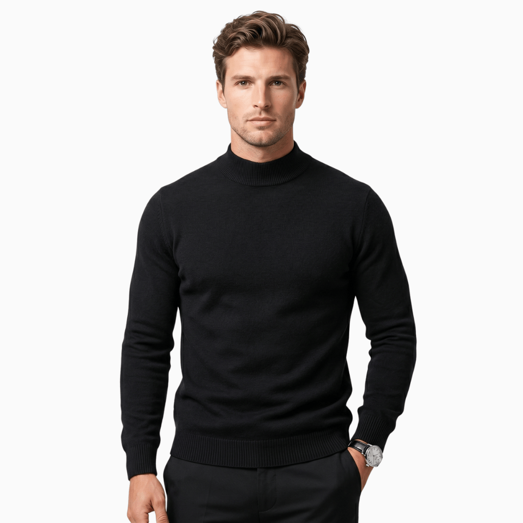 Kent Camden Black / S TYLER High Collar Cotton Sweater