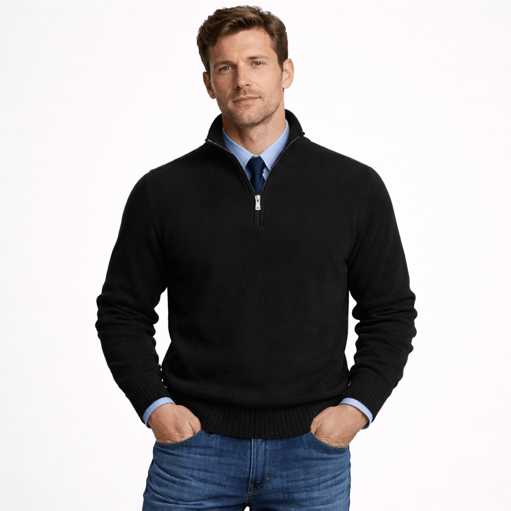 Kent Camden Black / S WILLIAM Zipper Pullover Sweater