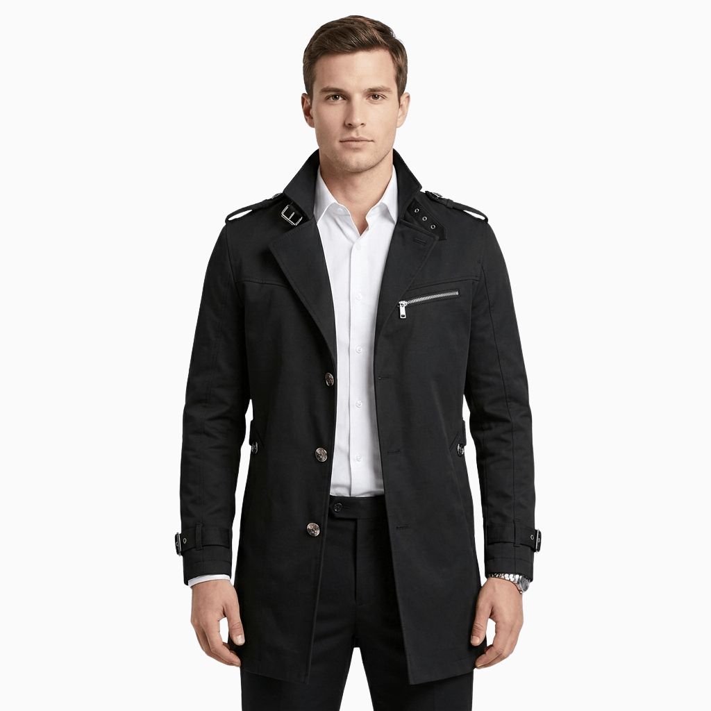 Kent Camden Black / XS WADE Cotton Buttoned Trench Coat