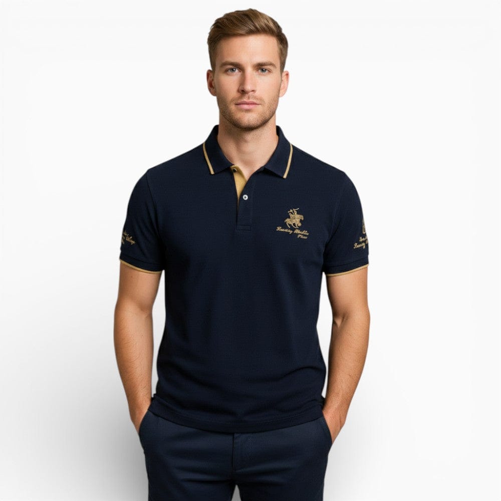 Kent Camden Blue / M BENJAMIN Embroidered Cotton Polo Shirt Regular Fit