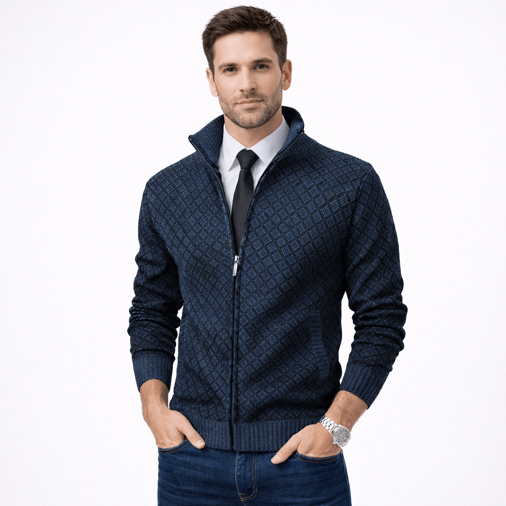 Kent Camden Blue / M SHANE Regular Fit Zipper Jacket Velvet Warm Acrylic