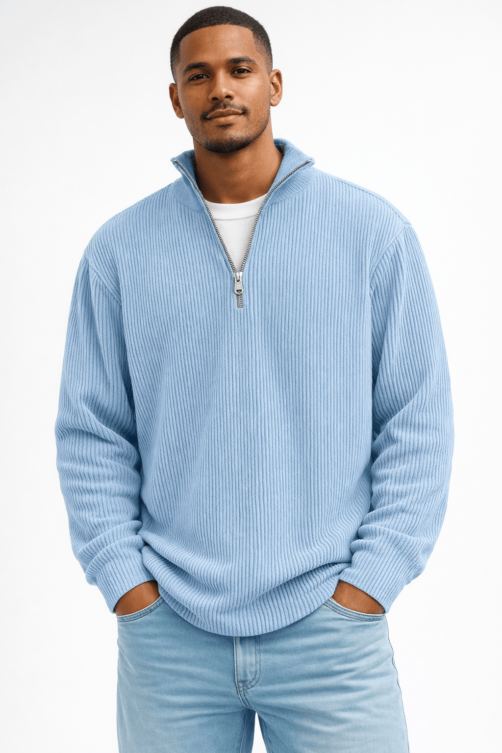 Kent Camden Blue / S IAN Casual Striped Zip Sweatshirt