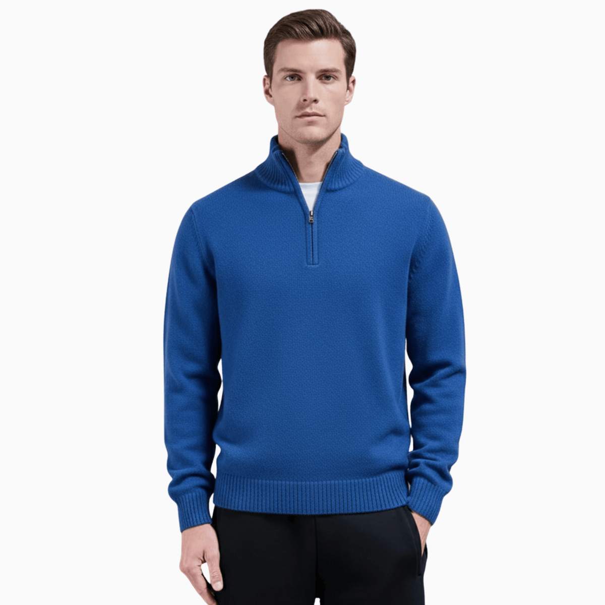 Kent Camden Blue / S JOSHUA Thick Zippered Knit Sweater