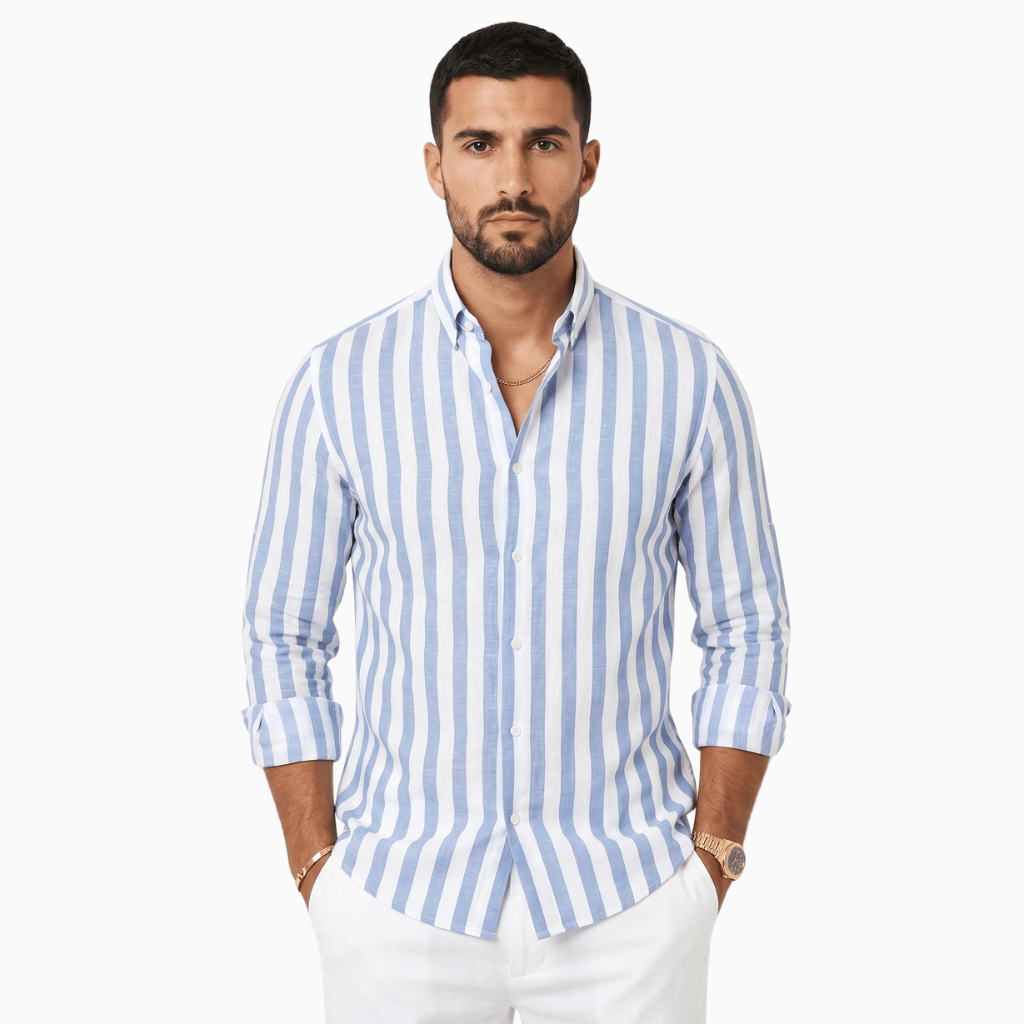 Kent Camden Blue / S ROGER Casual Linen Shirt Regular Fit
