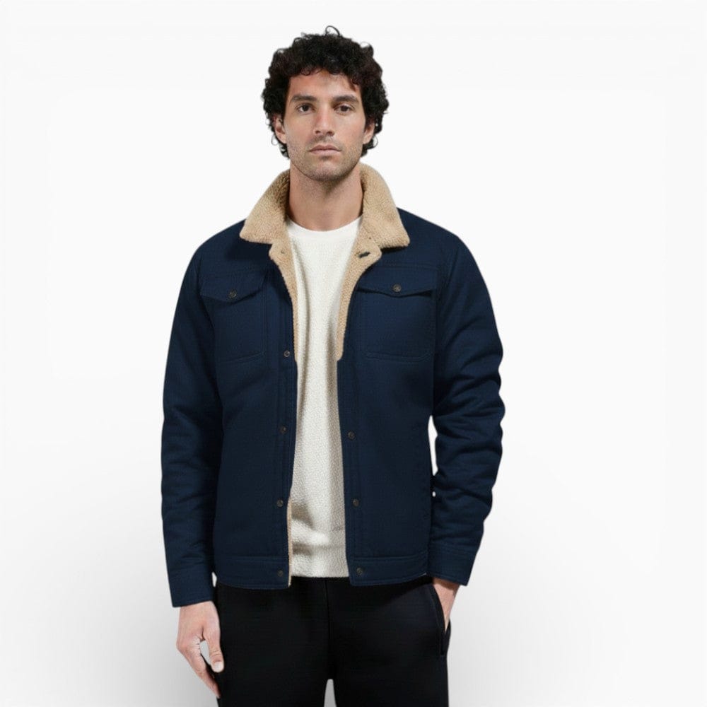 Kent Camden Blue / S SEAN Casual Cotton Jacket, Fleece Lining, Button Closure