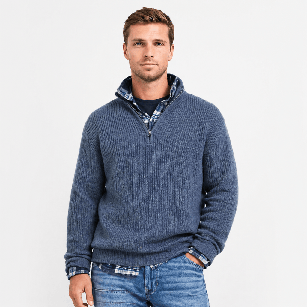Kent Camden Blue / S STORM Regular Fit Knitted Sweater with Zipper