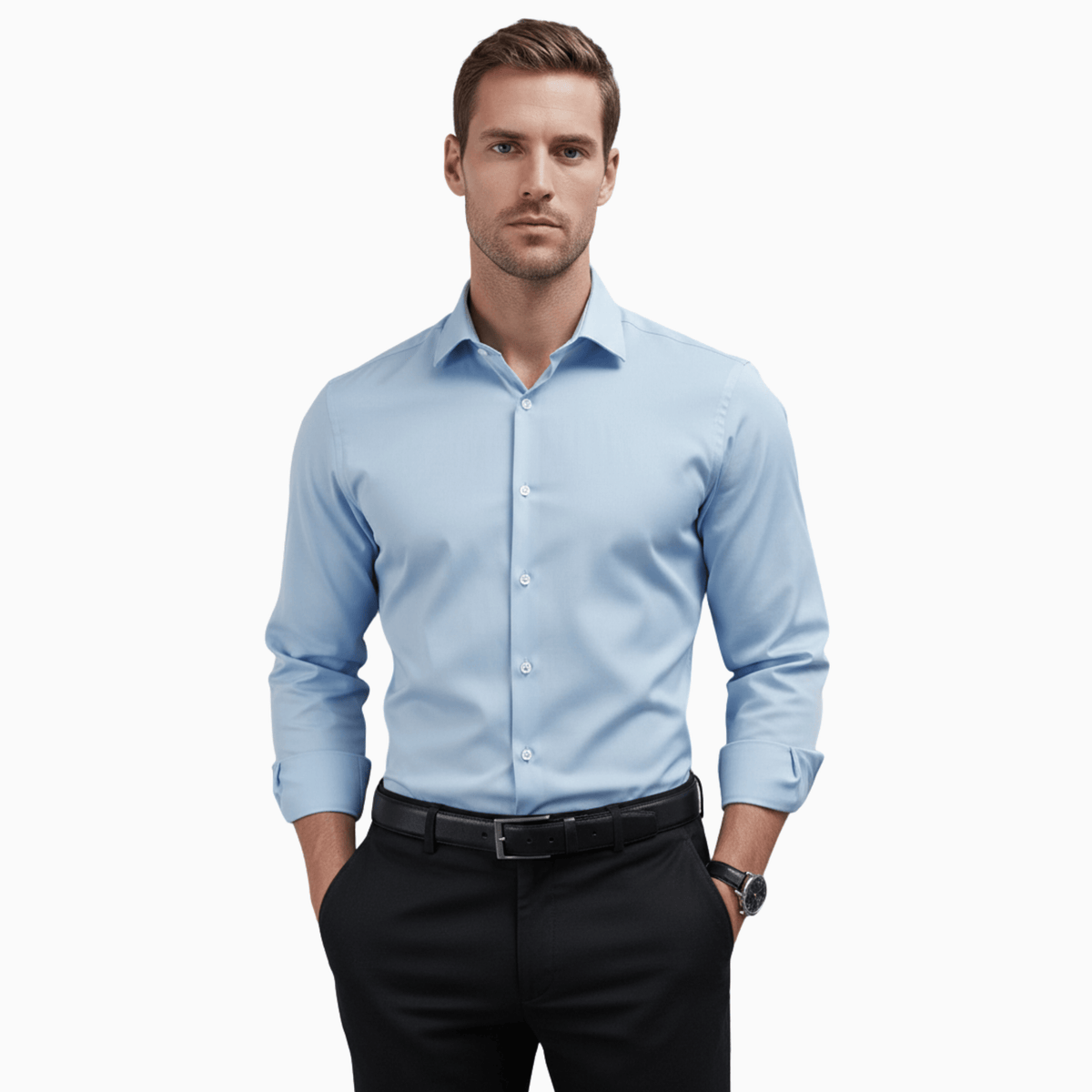 Men's Smart Casual Dress Shirt with Turn-Down Collar, Cotton Polyester Kent Camden Men's Smart Casual Dress Shirt with Turn-Down Collar, Cotton Polyester Kent Camden
