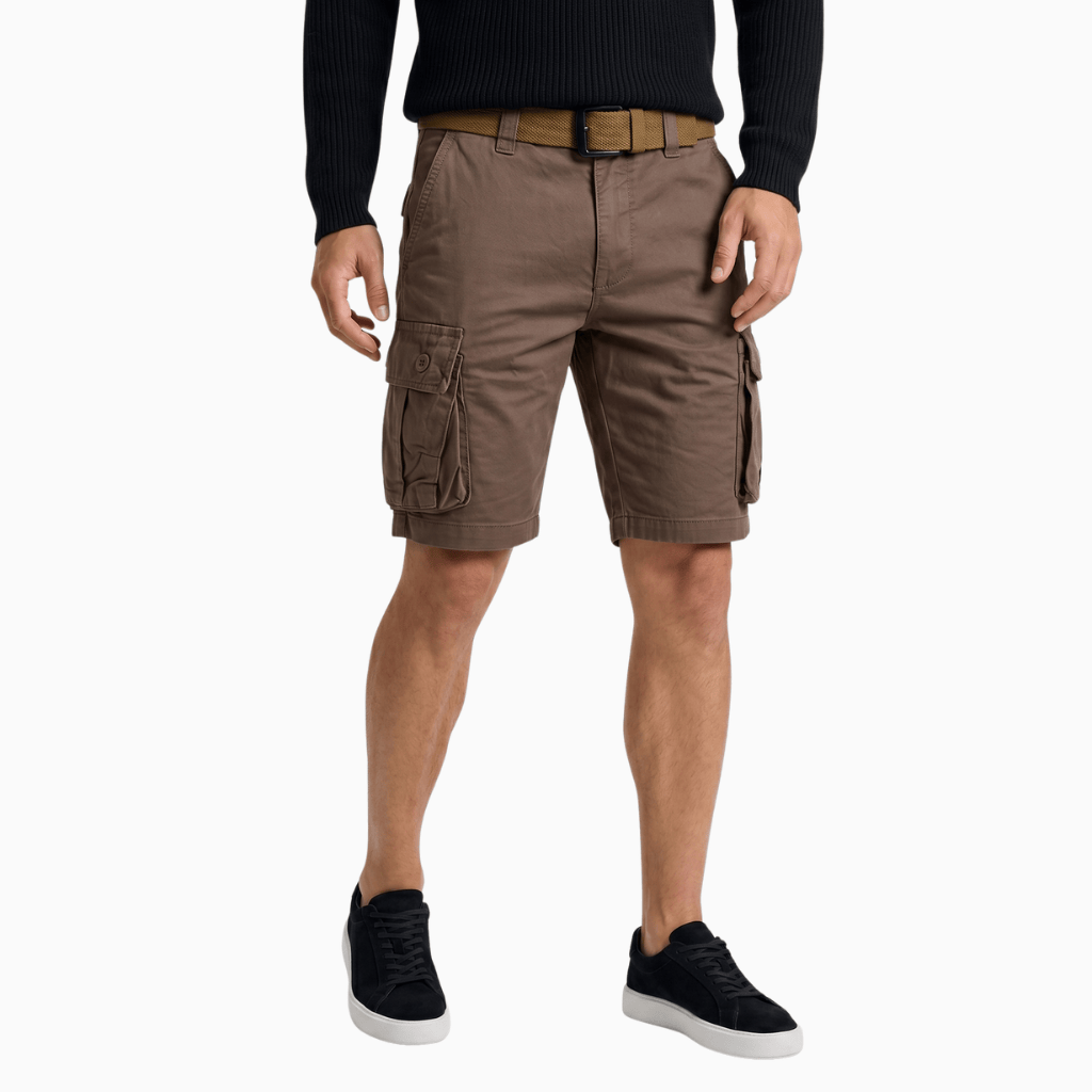Kent Camden Brown / 6 UK MITCHELL Safari Style Loose Fit Cotton Shorts