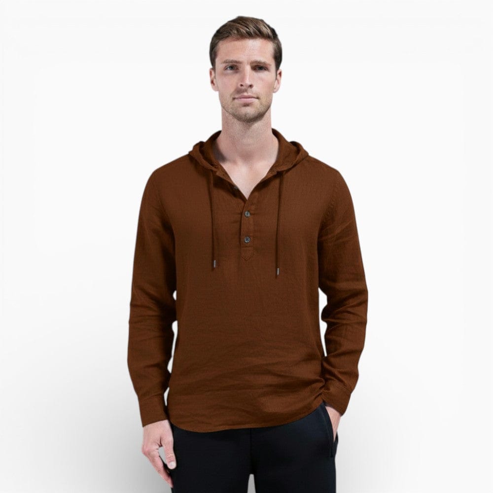 Kent Camden Brown / S IAN Classic Hawaiian Shirt with Button Closure.