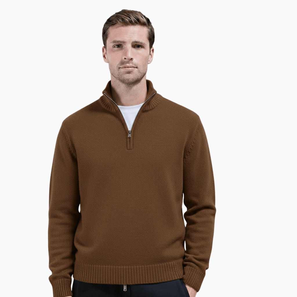 Kent Camden Brown / S JOSHUA Thick Zippered Knit Sweater