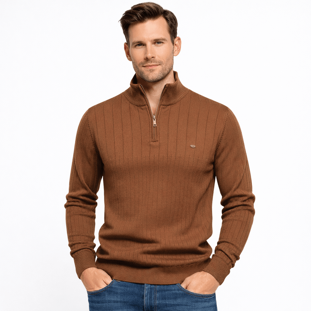 Kent Camden Brown / S LEE Zipper Sweatshirt High Neck Cotton