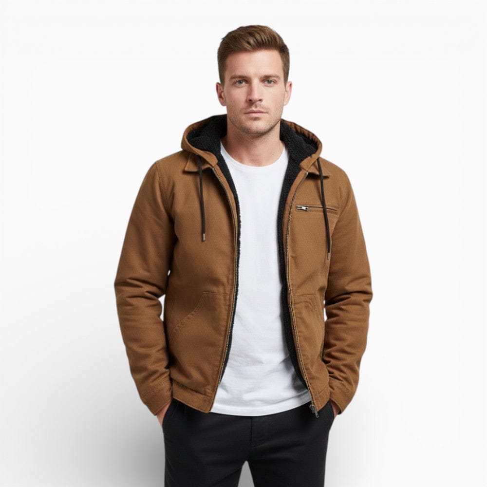 Kent Camden Brown / S MASON Oversized Hoodie Jacket with Zipper and Pockets