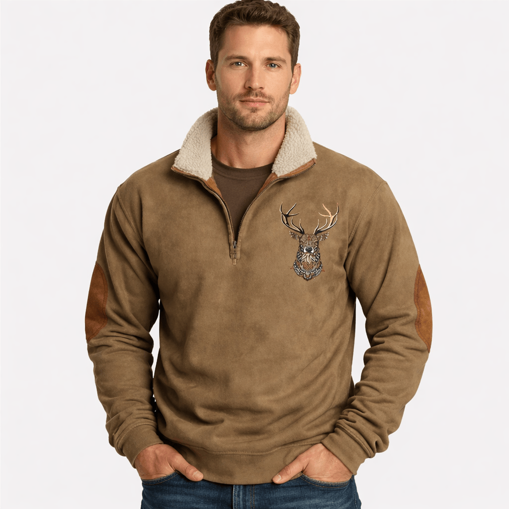 Kent Camden Brown / S NOA Casual Zip-Up Sweatshirt, Folded Collar, Polyester