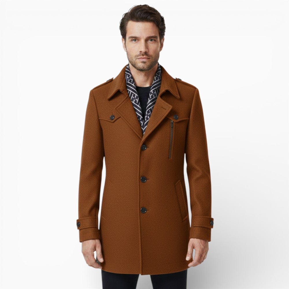 Kent Camden Brown / S REID Long Buttoned Coat with Wool Lining