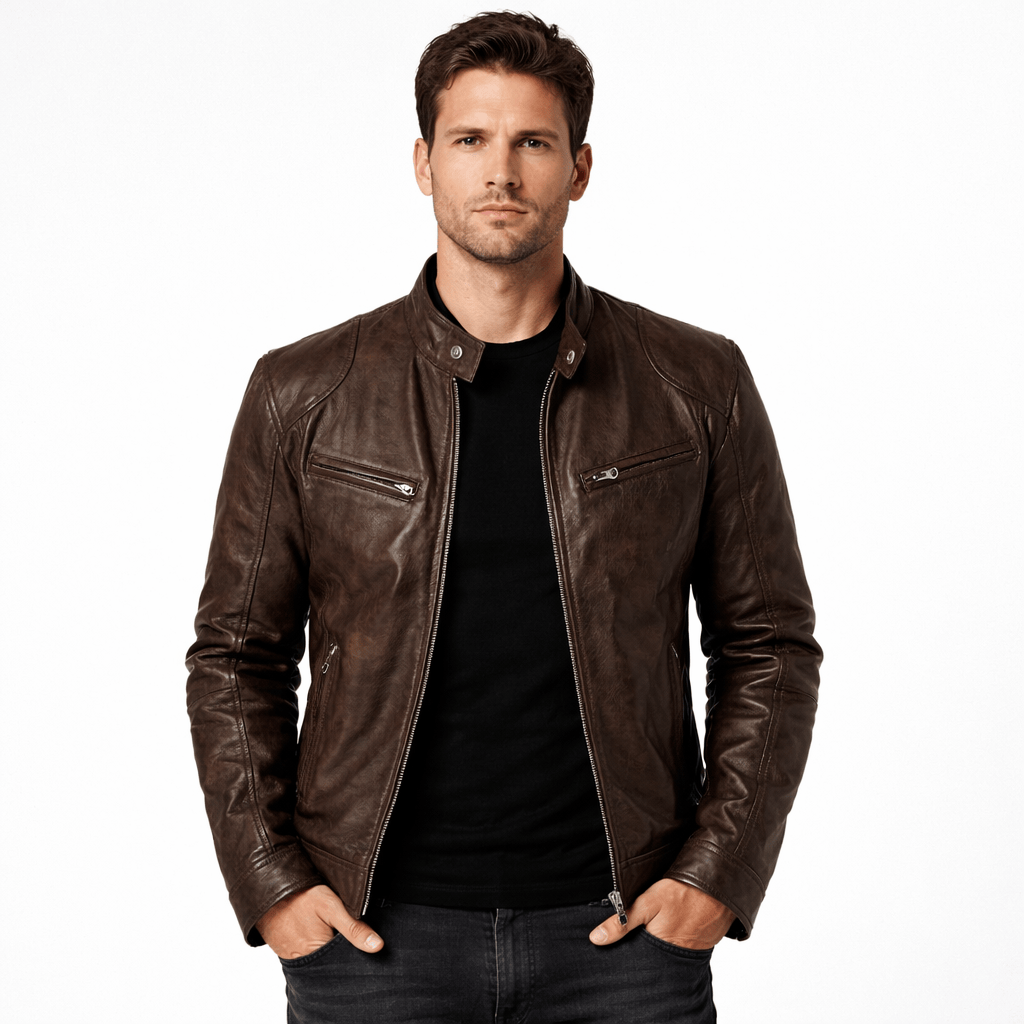 Kent Camden Brown / S STEEL Loose Outdoor Leather Jacket