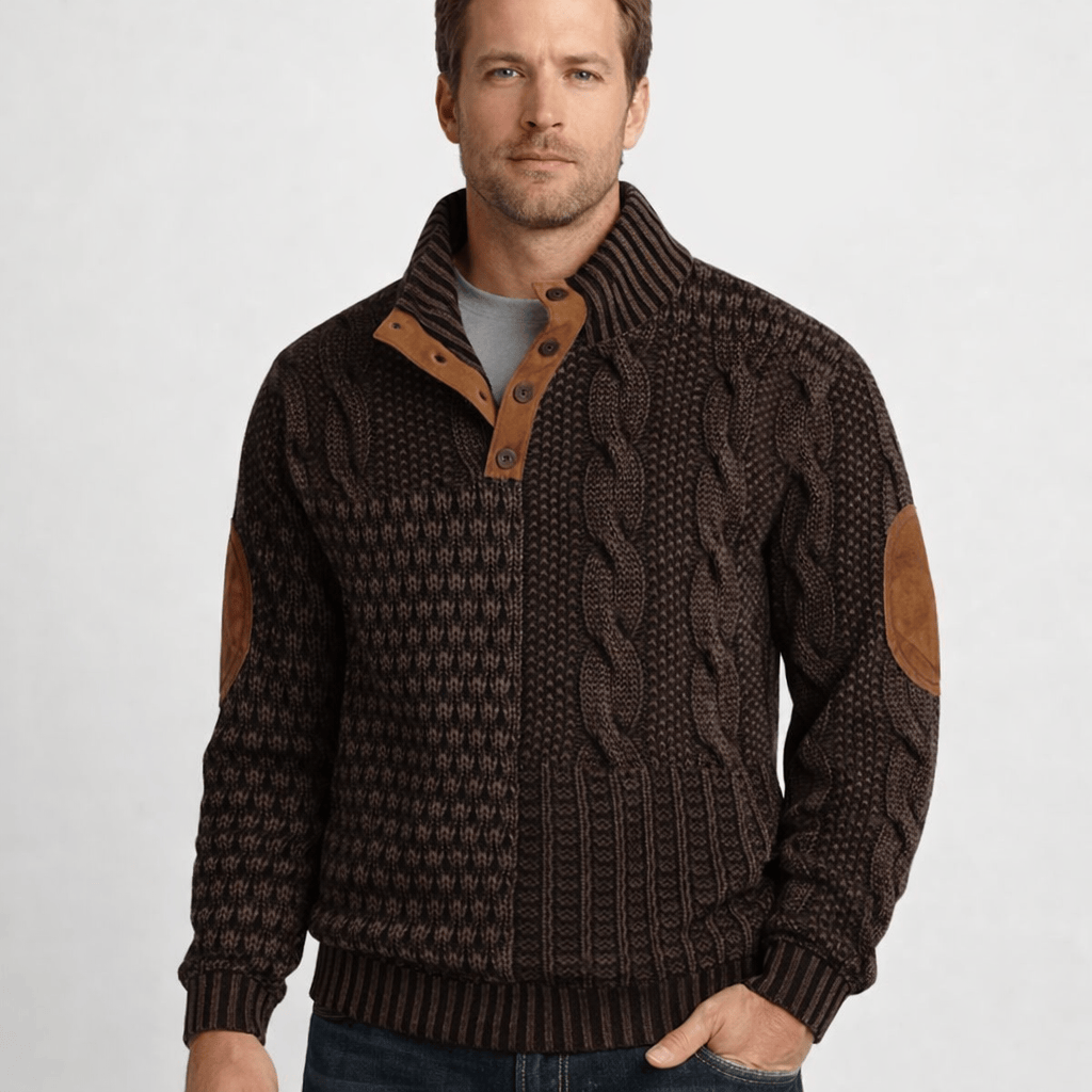 Kent Camden Brown / S TREY Casual Sweatshirt with Patchwork Design