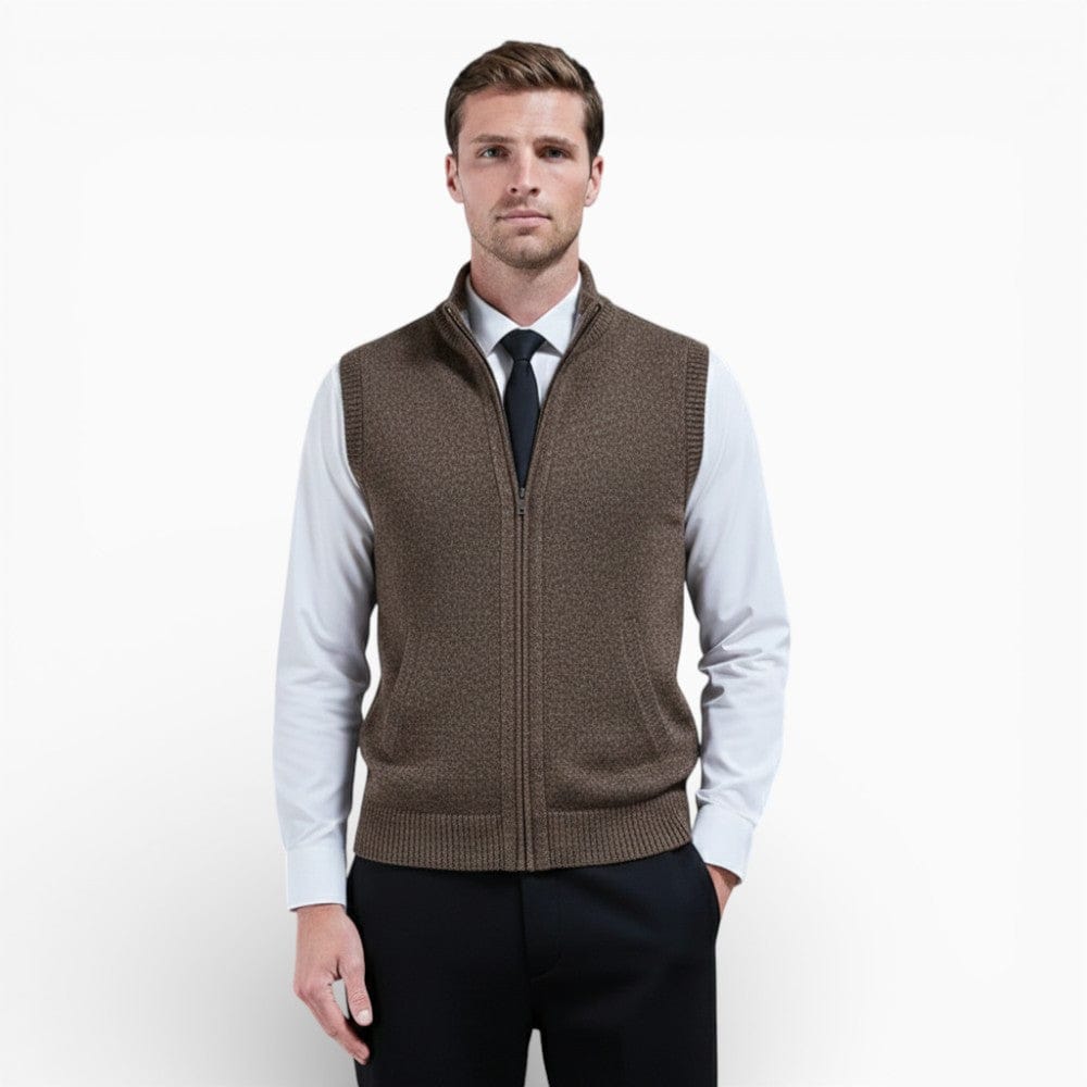 Kent Camden Brown / XXL GRANT Zippered Sleeveless Knit Vest