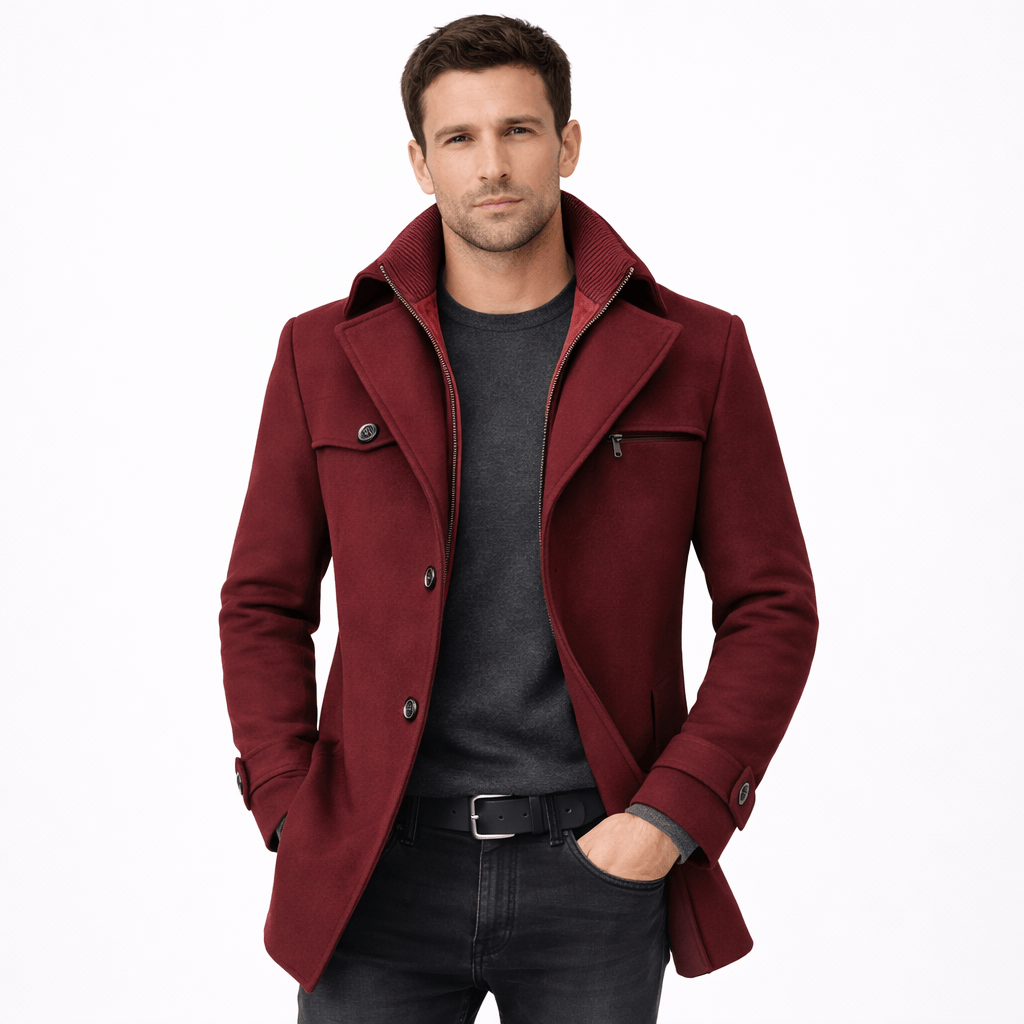 Kent Camden Burgundy / M LEWIS Regular Fit Bomber Jacket Cotton Polyester