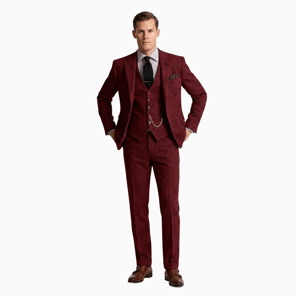 Kent Camden Burgundy Red / S ALI Slim-Fit Polyester Wool Suit