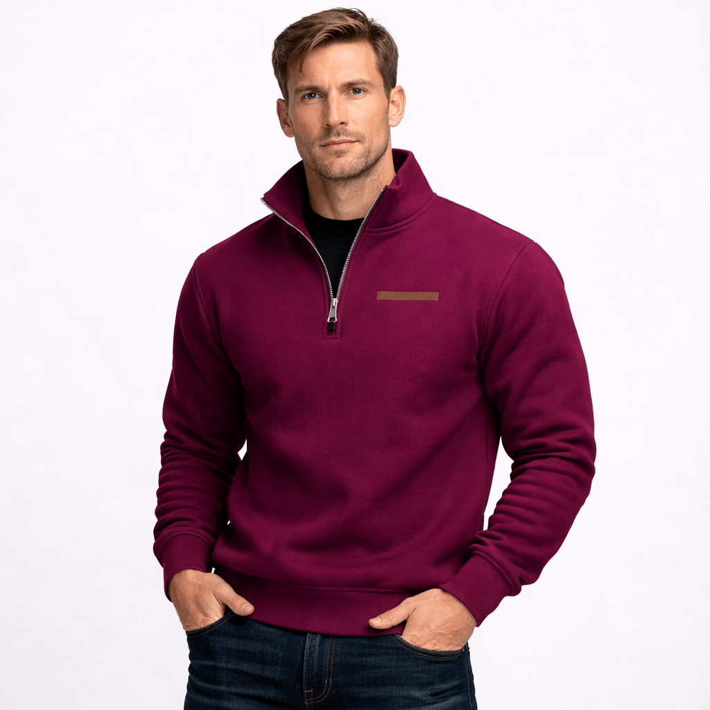 Kent Camden Burgundy / S SHAY Zip-Up Fleece Sweatshirt