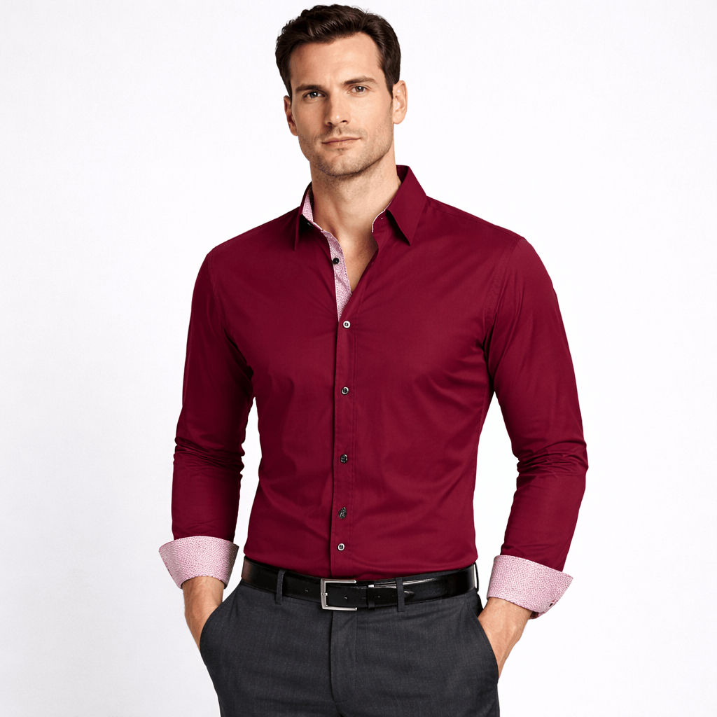 Kent Camden Burgundy / S STANLEY Business Button-Down Shirt White Regular Fit