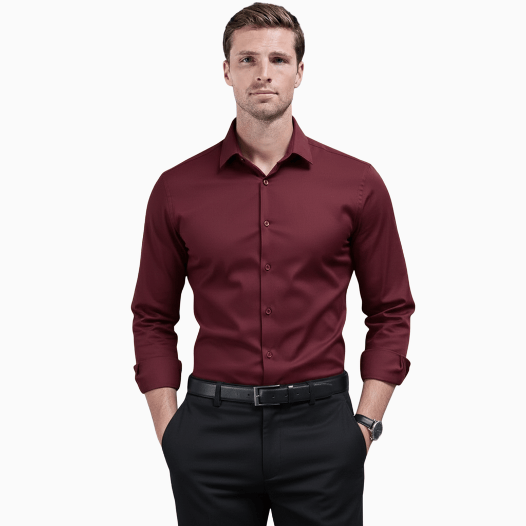 Kent Camden Burgundy / XS GRANT Smart Casual Dress Shirt