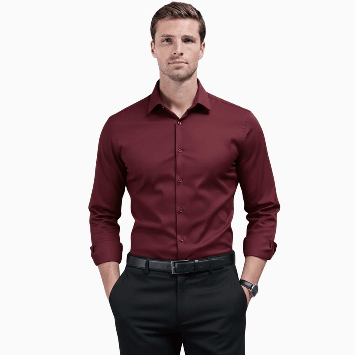 Kent Camden Burgundy / XS GRANT Smart Casual Dress Shirt