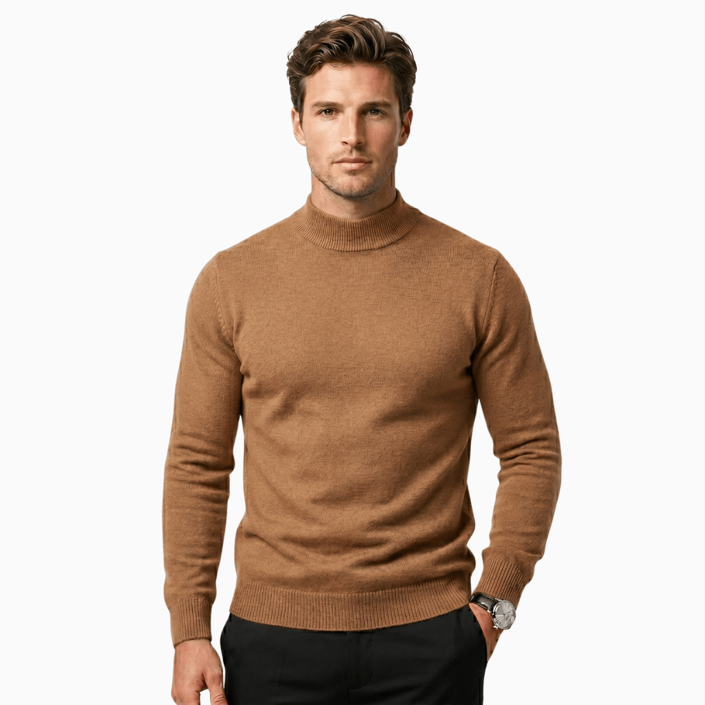 Kent Camden Camel / S TYLER High Collar Cotton Sweater