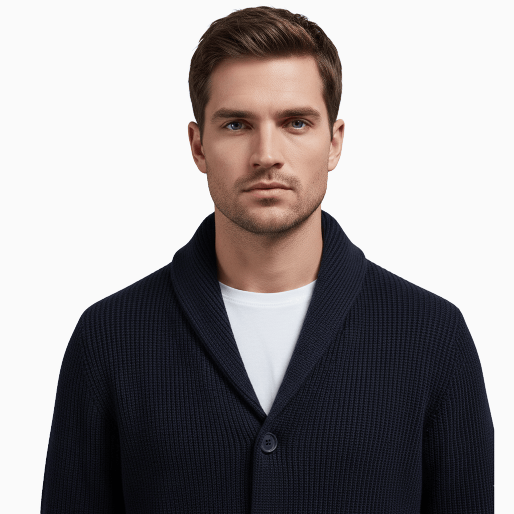 Kent Camden CLARK Wool Cardigan, Collared Neck, Button Closure