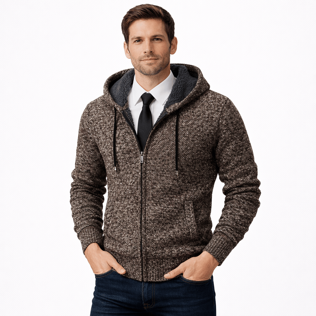 Kent Camden Coffee Brown / S SEBASTIAN Zipper Cardigan Hooded Regular Fit Sweater