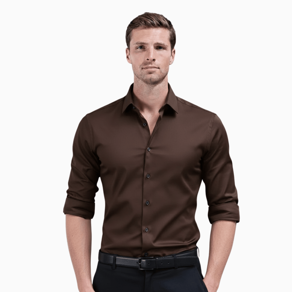 camden standard fit non iron dress shirt Men's Smart Casual Dress Shirt with Turn-Down Collar, Cotton Polyester Kent Camden