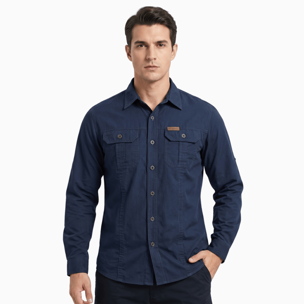 Kent Camden Dark Blue / M KNIGHT Double-Breasted Cotton Shirt