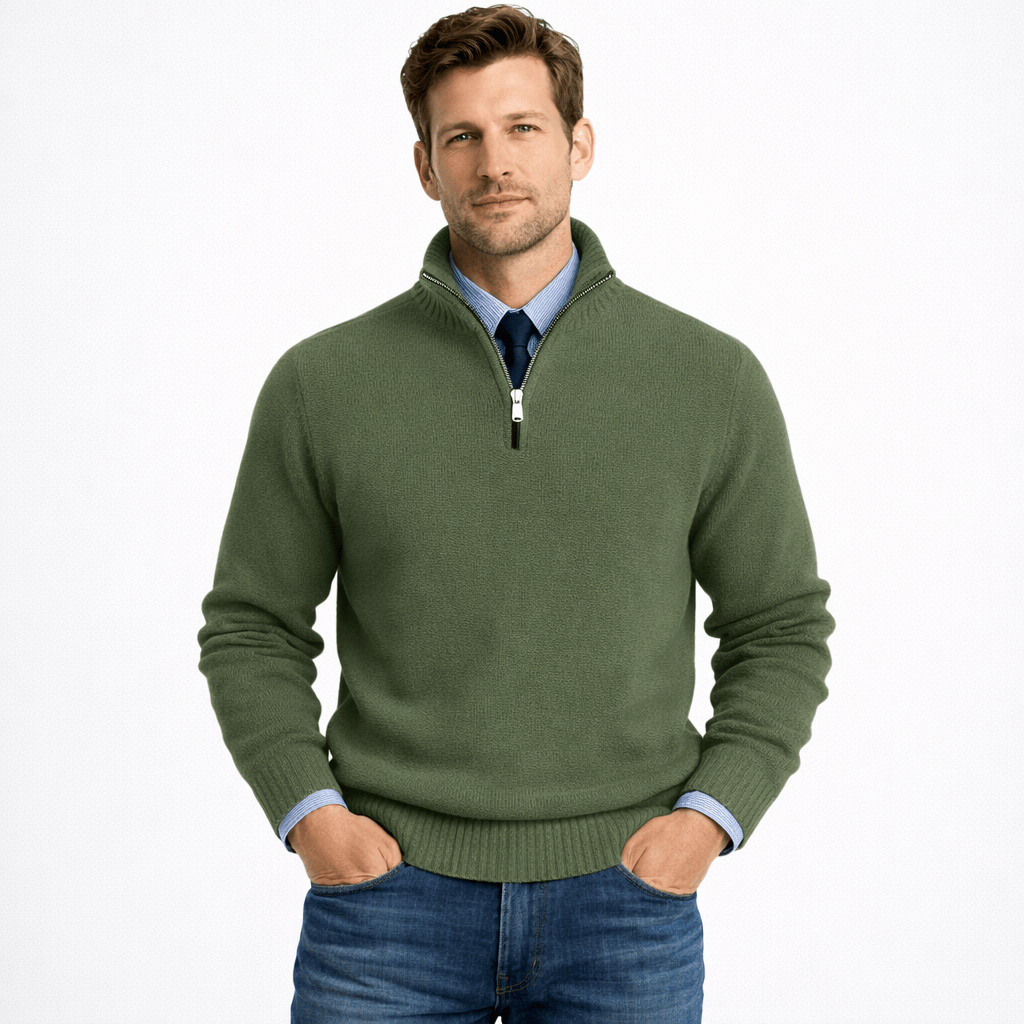 Kent Camden Dark Green / S WILLIAM Zipper Pullover Sweater