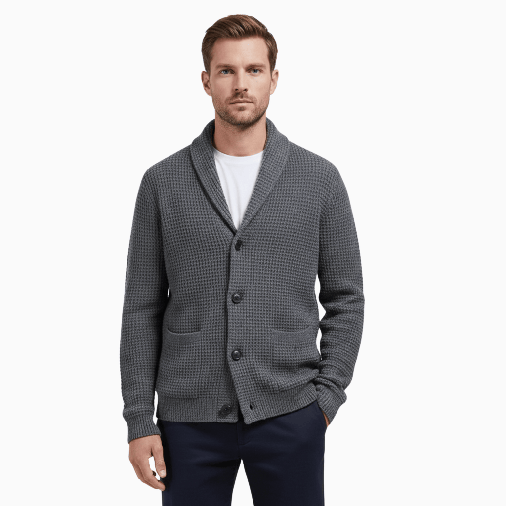 Kent Camden Dark grey / M CLARK Wool Cardigan, Collared Neck, Button Closure