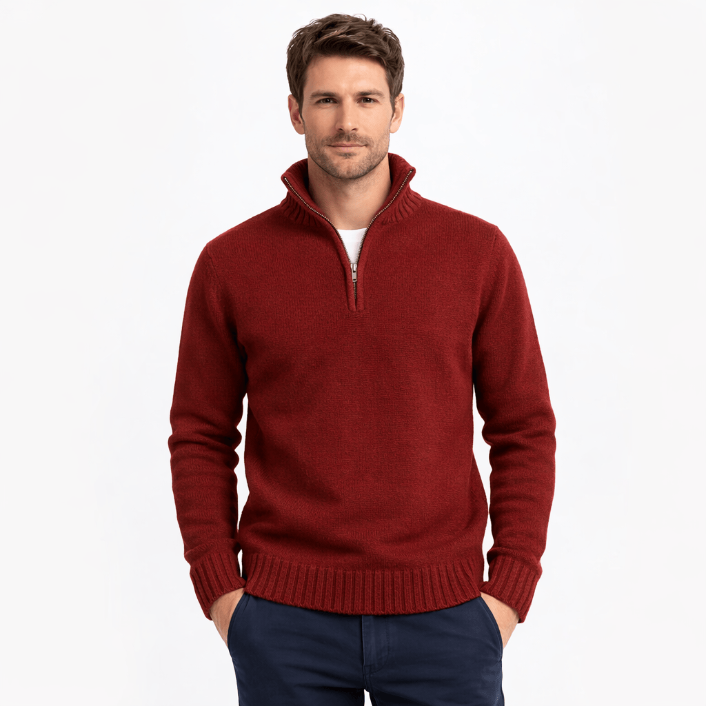 Kent Camden Dark Red / S JOSHUA Thick Zippered Knit Sweater